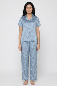 Zivame Satin Pyjama Set - Glacier Lake — thumbnail 2